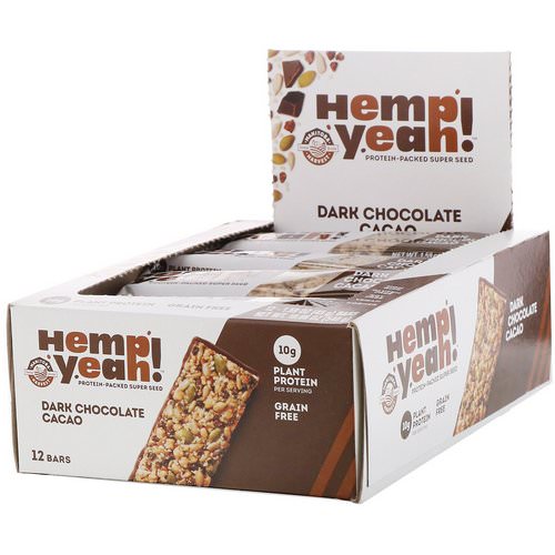 Manitoba Harvest, Hemp Yeah! Protein-Packed Super Seed Bar, Dark Chocolate Cacao, 12 Bars, 1.59 oz (45 g) Each فوائد