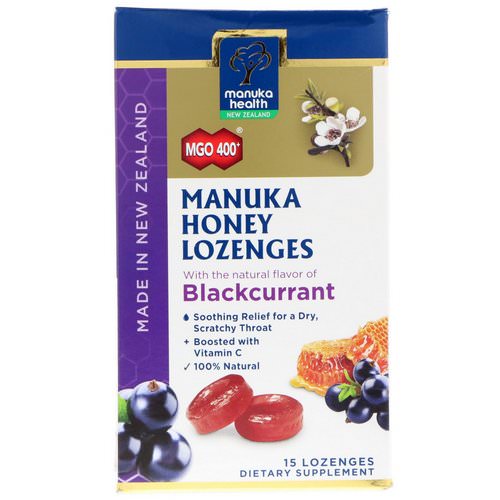 Manuka Health, Manuka Honey Lozenges, Blackcurrant, MGO 400+, 15 Lozenges فوائد