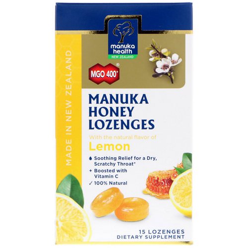 Manuka Health, Manuka Honey Lozenges, Lemon, MGO 400+, 15 Lozenges فوائد