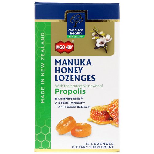 Manuka Health, Manuka Honey Lozenges, Propolis, MGO 400+, 15 Lozenges فوائد
