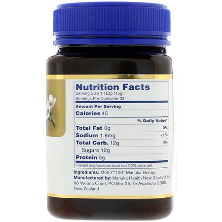 Manuka Health, Manuka Honey, MGO 100+, 1.1 lb (500 g):عسل مان,كا, منتجات النحل