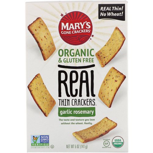Mary's Gone Crackers, Real Thin Crackers, Garlic Rosemary, 5 oz (141 g) فوائد