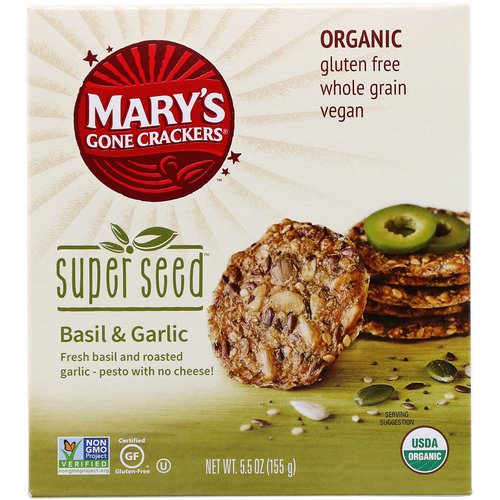 Mary's Gone Crackers, Super Seed Crackers, Basil & Garlic, 5.5 oz (155 g) فوائد