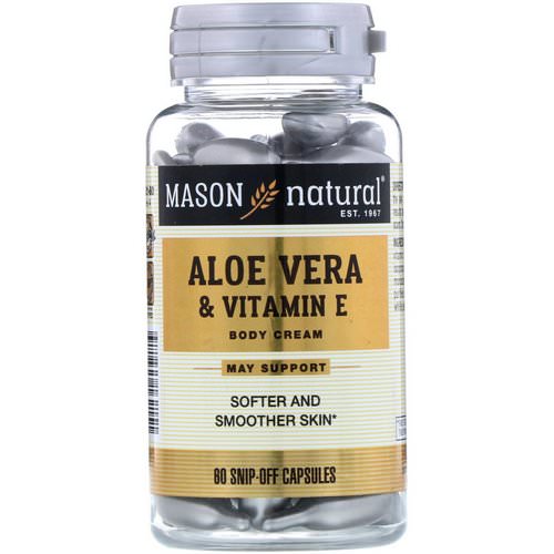 Mason Natural, Aloe Vera & Vitamin E, Body Cream, 60 Snip-Off Capsules فوائد