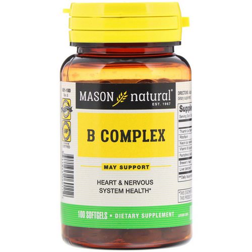 Mason Natural, B Complex, 100 Softgels فوائد
