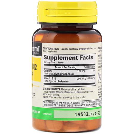 Mason Natural, Vitamin B12, 1000 mcg, 60 Tablets:B12, فيتامين B