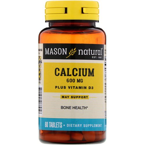 Mason Natural, Calcium Plus Vitamin D3, 600 mg, 60 Tablets فوائد