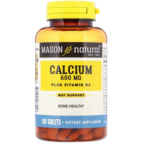 Mason Natural, Calcium Plus Vitamin D3, 600 mg, 100 Tablets فوائد