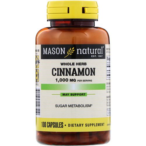 Mason Natural, Cinnamon, 1000 mg, 100 Capsules فوائد