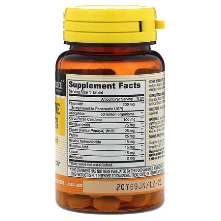 Mason Natural, Digestive Enzymes, 90 Tablets:إنزيمات الهضم, الهضم
