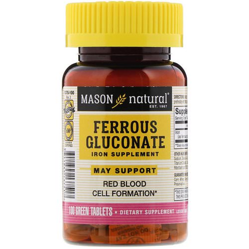 Mason Natural, Ferrous Gluconate, 100 Tablets فوائد