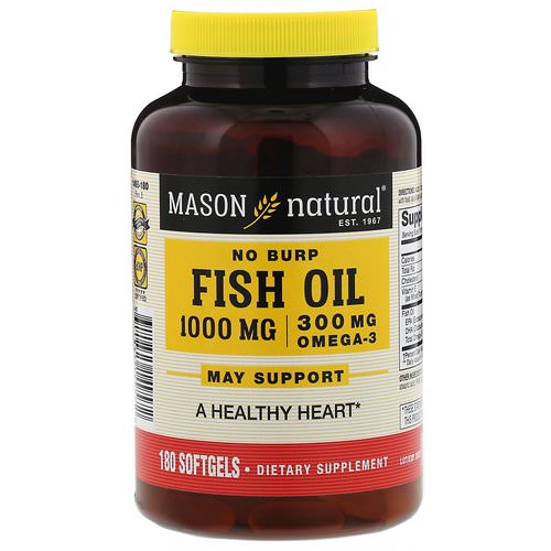 Mason Natural, Fish Oil, 1000 mg, 180 Softgels فوائد