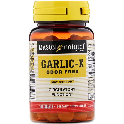 Mason Natural, Garlic X, Odor Free, 100 Tablets فوائد