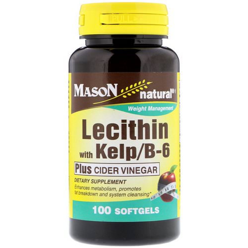 Mason Natural, Lecithin with Kelp/B6 Plus Cider Vinegar, 100 Softgels فوائد