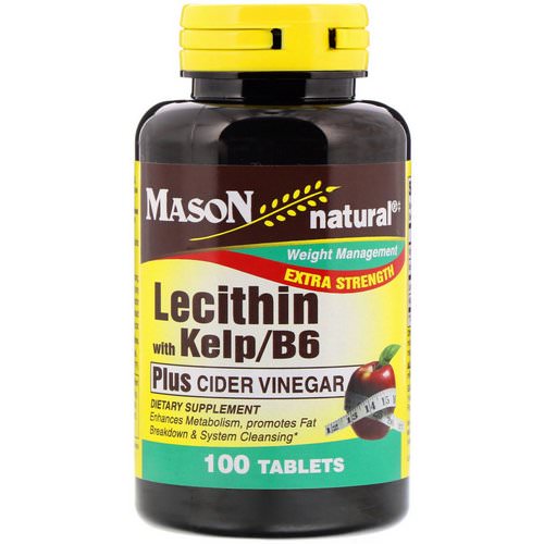 Mason Natural, Lecithin with Kelp/B6, Plus Cider Vinegar, Extra Strength, 100 Tablets فوائد