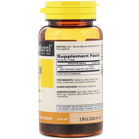 Mason Natural, Lutein, 40 mg, 30 Softgels:زياكسانثين, ل,تين