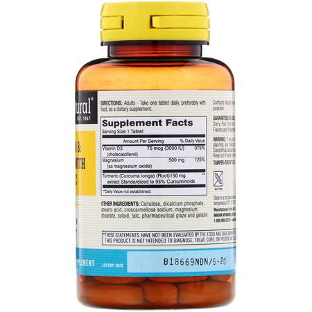 Mason Natural, Magnesium & Vitamin D3 with Turmeric, 60 Tablets:المغنيسي,م ,المعادن
