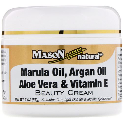Mason Natural, Marula Oil, Argan Oil Aloe Vera & Vitamin E Beauty Cream, 2 oz (57 g) فوائد