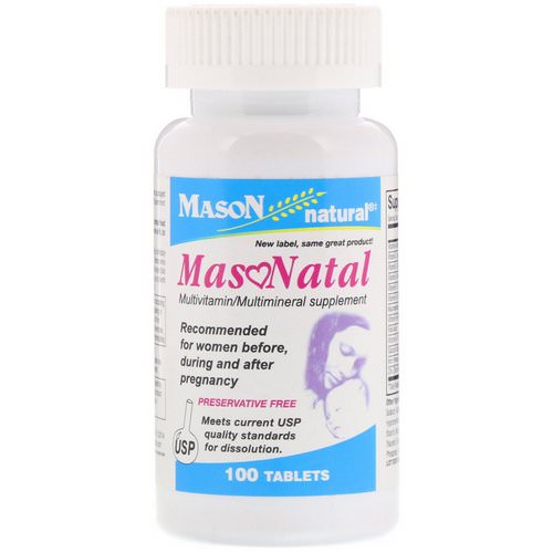 Mason Natural, MasoNatal Multivitamin / Multimineral Supplement, 100 Tablets فوائد