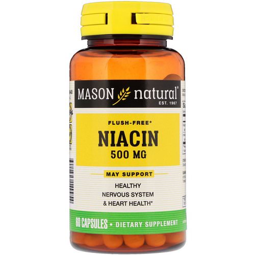 Mason Natural, Niacin, Flush Free, 500 mg, 60 Capsules فوائد