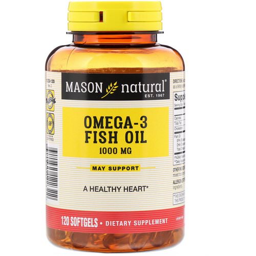 Mason Natural, Omega-3 Fish Oil, 1000 mg, 120 Softgels فوائد