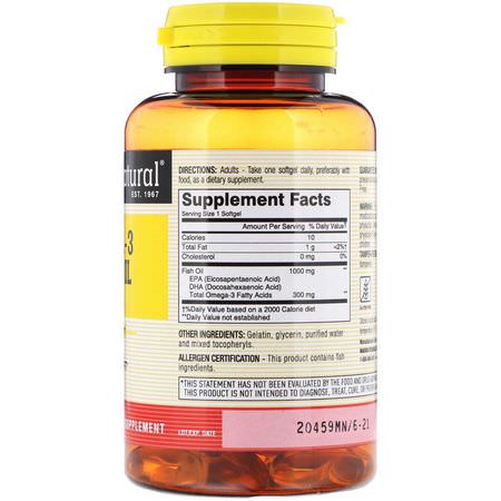 Mason Natural, Omega-3 Fish Oil, 1000 mg, 60 Softgels:زيت السمك أوميغا 3, EPA DHA