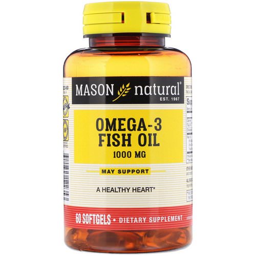 Mason Natural, Omega-3 Fish Oil, 1000 mg, 60 Softgels فوائد