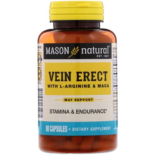 Mason Natural, Vein Erect with L-Arginine and Maca, 80 Capsules فوائد