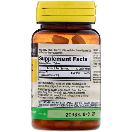 Mason Natural, Vitamin C, 500 mg, 100 Tablets:أنفلونزا, سعال