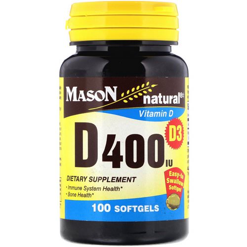 Mason Natural, Vitamin D3, 400 IU, 100 Softgels فوائد