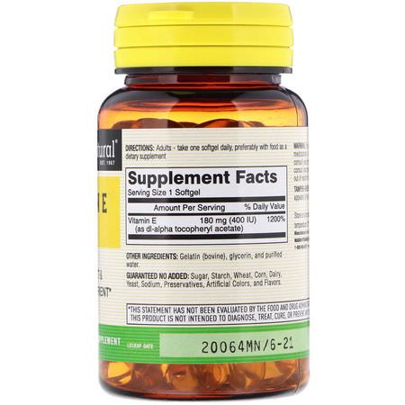 Mason Natural, Vitamin E, 400 IU, 100 Softgels:فيتامين هـ, الفيتامينات