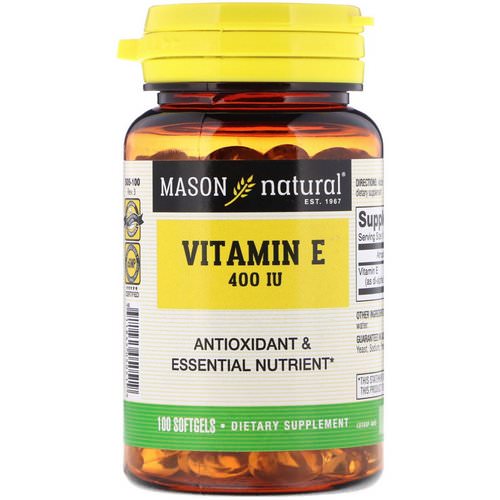 Mason Natural, Vitamin E, 400 IU, 100 Softgels فوائد