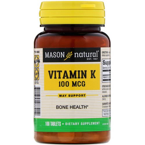 Mason Natural, Vitamin K, 100 mcg, 100 Tablets فوائد