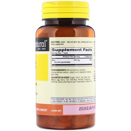 Mason Natural, Zinc, 100 mg, 100 Tablets:أنفلونزا, سعال