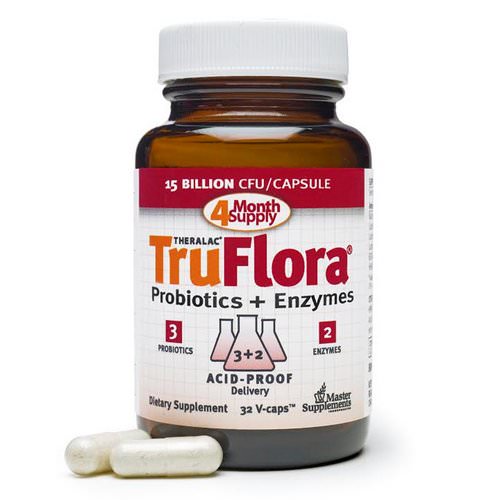 Master Supplements, TruFlora, Probiotics + Enzymes, 32 Vcaps فوائد