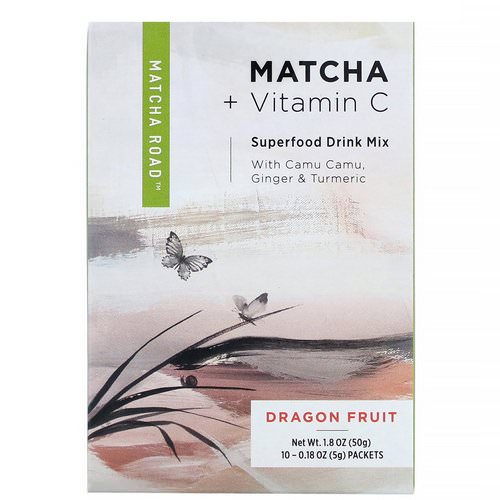 Matcha Road, Matcha + Vitamin C, Superfood Drink Mix, Dragonfruit, 10 Packets, 0.18 oz (5 g) Each فوائد