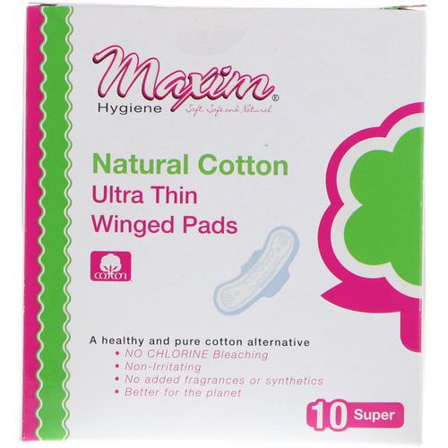 Maxim Hygiene Products, Ultra Thin Winged Pads, Super, Unscented, 10 Pads فوائد
