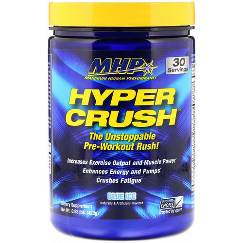 MHP, Hyper Crush, Pre-Workout, Blue Ice, 0.93 lbs (423 g) فوائد