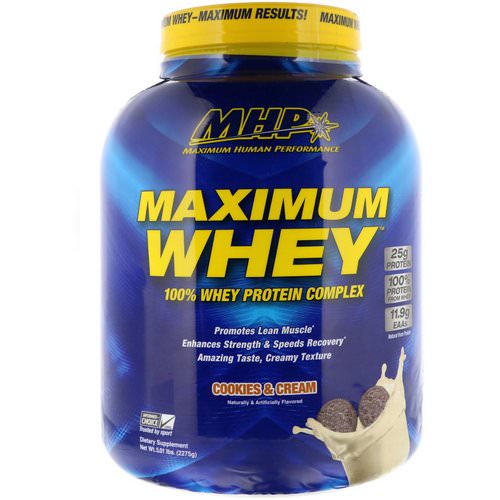 MHP, Maximum Whey, Cookies & Cream, 5.01 lbs (2275 g) فوائد
