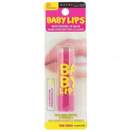 Maybelline, Baby Lips, Moisturizing Lip Balm, 25 Pink Punch, 0.15 oz (4.4 g):علاجات, مرهم الشفة