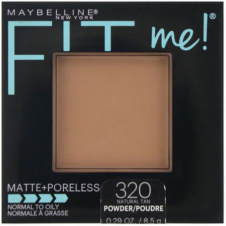 Maybelline, Fit Me, Matte + Poreless Powder, 320 Natural Tan, 0.29 oz (8.5 g):رذاذ الإعداد, المسح,ق