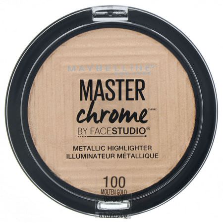 Maybelline, Master Chrome, Metallic Highlighter, Molten Gold 100, 0.24 oz (6.7 g):تمييز,جه