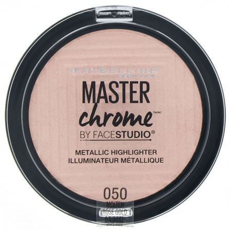 Maybelline, Master Chrome, Metallic Highlighter, Molten Rose Gold 050, 0.24 oz (6.7 g):تمييز,جه
