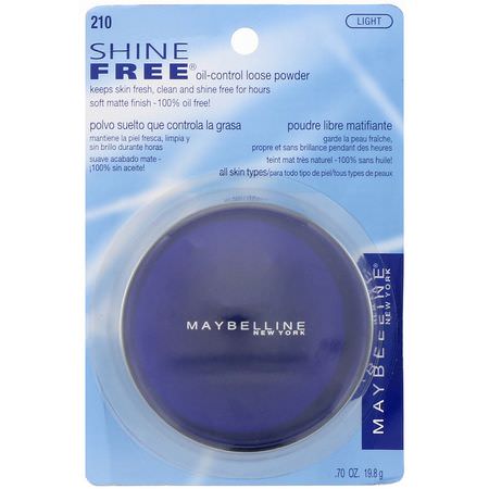 Maybelline, Shine Free, Oil-Control Loose Powder, 210 Light, 0.7 oz (19.8 g):رذاذ الإعداد, المسح,ق