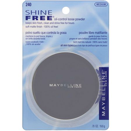 Maybelline, Shine Free, Oil-Control Loose Powder, Medium, 0.7 oz (19.8 g):رذاذ الإعداد, المسح,ق