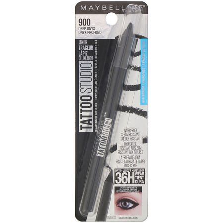 Maybelline, TattooStudio, Gel Eyeliner Pencil, 900 Deep Onyx, 0.04 oz (12 g):كحل, عيون