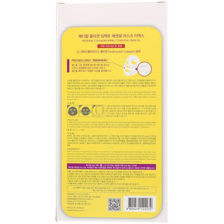Mediheal, Collagen Impact Essential Mask EX, 10 Sheets, 24 ml Each:أقنعة ال,جه K-جمال, التقشير