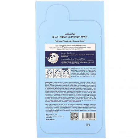 Mediheal, D.N.A Hydrating Protein Mask, 5 Sheets, 0.84 fl oz (25 ml) Each:أقنعة مرطبة, أقنعة K-جمال لل,جه