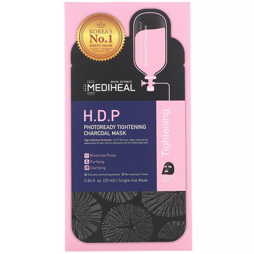 Mediheal, H.D.P, Photoready Tightening Charcoal Mask, 5 Sheets, 0.84 fl oz (25 ml) Each فوائد