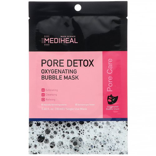 Mediheal, Pore Detox, Oxygenating Bubble Mask, 1 Sheet, 0.60 fl oz (18 ml) فوائد